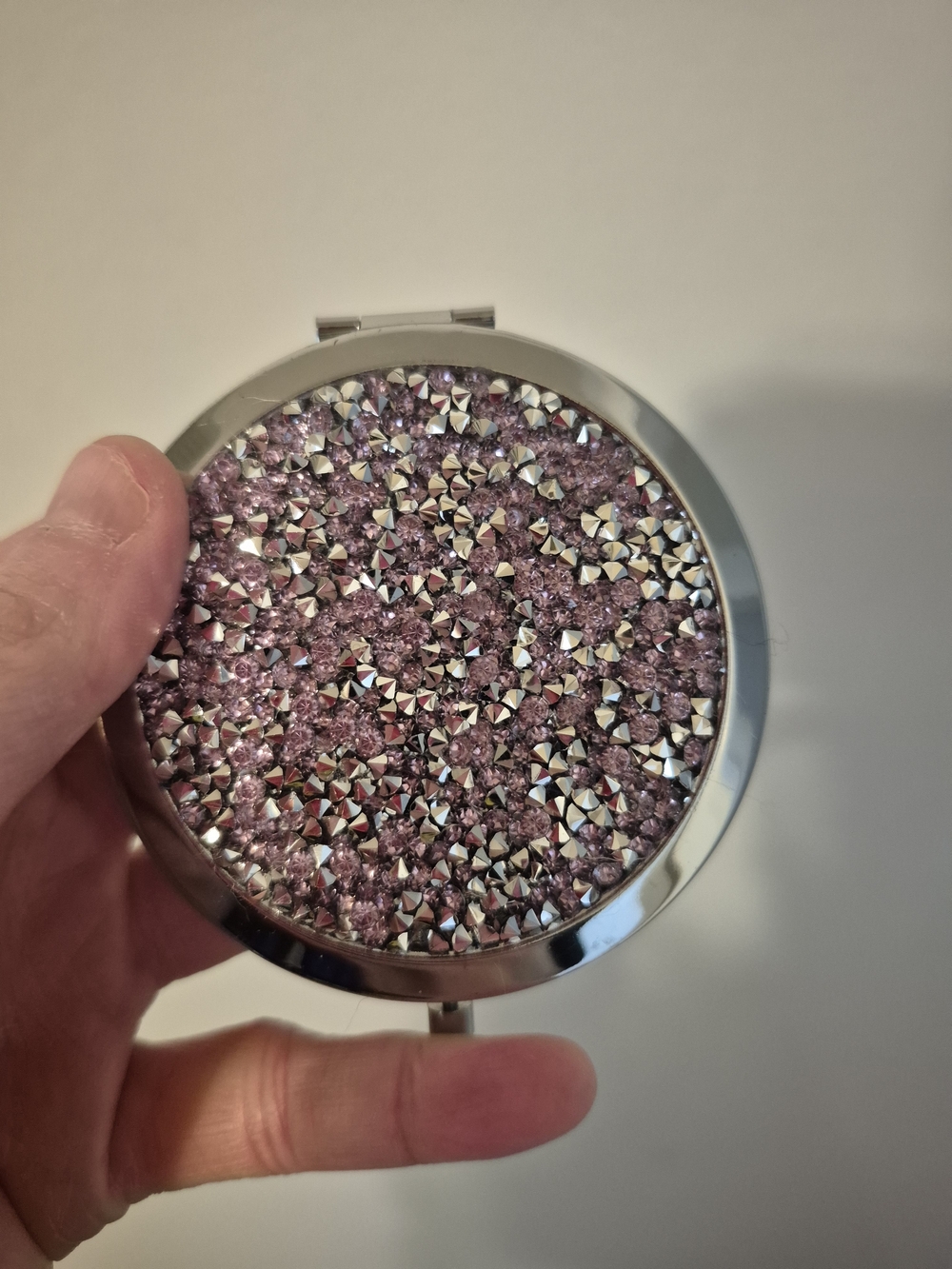 Ed Hardy Lavender Crystal Studded Compact Mirror